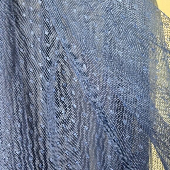 Free People Joyride Sheer Navy Bohemian Tulle Embroidered Top Size S - Picture 9 of 14